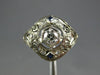 ANTIQUE WIDE .5CT OLD MINE DIAMOND & AAA SAPPHIRE 14K WHITE GOLD ENGAGEMENT RING