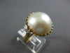 ESTATE EXTRA LARGE 1.33CT DIAMOND & MABE PEARL 14KT WHITE GOLD FLEUR DE LIS RING