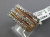 ESTATE WIDE .61CT ROUND DIAMOND 14KT ROSE GOLD 3D MULTI ROW ROPE LOVE RING