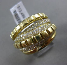 ESTATE LARGE 1.06CT DIAMOND 18K YELLOW GOLD MULTI ROW CRISS CROSS PAVE LOVE RING