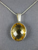 ESTATE 6.0CT AAA CITRINE 14K WHITE GOLD 3D OVAL CLASSIC BEZEL PENDANT WITH CHAIN