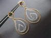 ESTATE .53CT DIAMOND 18KT 2 TONE GOLD 3D CLASSIC TEAR DROP LOVE HANGING EARRINGS