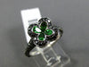 ESTATE 2.50CT DIAMOND & TZAVORITE 14KT WHITE BLACK GOLD 3D 4 CLOVER FLOWER RING