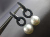 ESTATE LARGE 3.0CT AAA SAPPHIRE & AAA SOUTH SEA PEARL 18K WHITE GOLD 3D EARRINGS