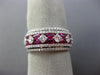 ESTATE WIDE 2.08CT DIAMOND & AAA RUBY 18KT WHITE GOLD MULTI ROW ANNIVERSARY RING