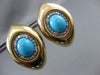 ESTATE EXTRA LARGE .45CT DIAMOND & TURQUOISE 14K YELLOW GOLD 3D HANGING EARRINGS