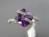 ESTATE 2.34CT DIAMOND & AAA AMETHYST 14KT WHITE GOLD SQUARE CRISS CROSS FUN RING