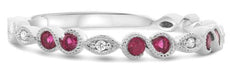 ESTATE .19CT DIAMOND & AAA RUBY 14KT WHITE GOLD SWIRL WEDDING ANNIVERSARY RING