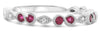 ESTATE .19CT DIAMOND & AAA RUBY 14KT WHITE GOLD SWIRL WEDDING ANNIVERSARY RING