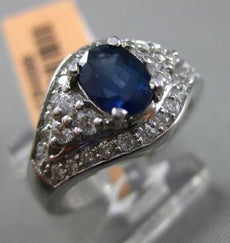 ESTATE 1.51CT ROUND DIAMOND & AAA OVAL SAPPHIRE 14KT WHITE GOLD ENGAGEMENT RING