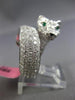 ESTATE LARGE 4.68CT DIAMOND & AAA EMERALD 18KT WHITE GOLD PAVE PANTHER FUN RING