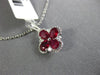 ESTATE .74CT DIAMOND & AAA RUBY 18KT WHITE GOLD 3D 4 LEAF CLOVER FLOWER PENDANT
