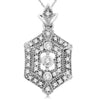ESTATE .33CT DIAMOND 14K WHITE GOLD CLASSIC THREE STONE HEXAGON FILIGREE PENDANT
