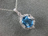 ESTATE 2.38CT DIAMOND & AAA BLUE TOPAZ 14KT WHITE GOLD FILIGREE FLOATING PENDANT