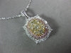 ESTATE .85CT WHITE & FANCY YELLOW DIAMOND 14KT TRI COLOR GOLD 3D FLOWER PENDANT
