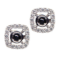 ESTATE .57CT DIAMOND 18KT WHITE GOLD 3D ROUND & SQUARE CLASSIC JACKET EARRINGS