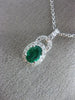 ESTATE 1.14CT DIAMOND & AAA EMERALD 14K WHITE GOLD CLASSIC OVAL FILIGREE PENDANT