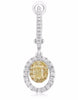 ESTATE 1.14CT WHITE & FANCY YELLOW DIAMOND 18K 2 TONE GOLD HALO HANGING EARRINGS