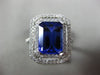 ESTATE LARGE 5.14CT DIAMOND & AAA TANZANITE 14KT WHITE GOLD HALO ENGAGEMENT RING
