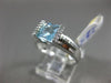 ESTATE 1.62CT DIAMOND & AAA BLUE TOPAZ 14KT WHITE GOLD 3D SQUARE FRIENDSHIP RING