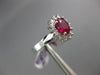 ESTATE 1.42CT DIAMOND & AAA RUBY 18KT WHITE GOLD 3D CLASSIC OVAL ENGAGEMENT RING