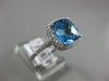 ESTATE 3.81CT DIAMOND & BLUE TOPAZ 14K WHITE GOLD SQUARE HALO FILIGREE OPEN RING