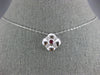 ESTATE .18CT DIAMOND & AAA RUBY 14KT WHITE GOLD 3D FLOWER SQUARE FUN PENDANT