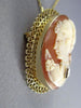 ESTATE LARGE DIAMOND 14KT TWO TONE GOLD 3D HANDCRAFTED LADY CAMEO PENDANT #25491