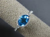 ESTATE 1.73CT DIAMOND & AAA BLUE TOPAZ 14KT WHITE GOLD FILIGREE SEMI BEZEL RING