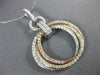 ESTATE 1.0CT DIAMOND 14KT TRI COLOR GOLD 3D CIRCLE OF LIFE OVERLAPPING PENDANT