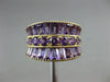 ESTATE WIDE 2.85CT AAA AMETHYST 14KT YELLOW GOLD 3D ROUND & BAGUETTE 3 ROW RING