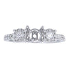 ESTATE .35CT DIAMOND 18KT WHITE GOLD 3 STONE CLUSTER SEMI MOUNT ENGAGEMENT RING