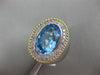 ESTATE 10.72CT DIAMOND & AAA BLUE TOPAZ 14K WHITE & YELLOW GOLD 3D OVAL FUN RING