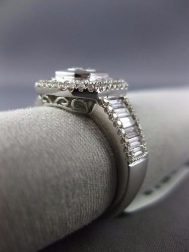 ESTATE LARGE 1.92CT ROUND & BAGUETTE DIAMOND 18K WHITE GOLD OCTAGON PROMISE RING