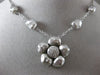 ESTATE .16CT DIAMOND 14KT WHITE GOLD 3D HANDCRAFTED FLOWER HAMMER LOOK NECKLACE