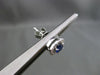 ESTATE .97CT DIAMOND & SAPPHIRE 18KT WHITE GOLD CLASSIC HALO STUD EARRINGS E/F