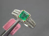 ESTATE .91CT DIAMOND & AAA EMERALD 18KT 2 TONE GOLD SQUARE HALO ENGAGEMENT RING