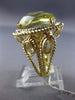 LARGE 12.12CT DIAMOND & GREEN AMETHYST 14KT YELLOW GOLD FILIGREE OVAL HALO RING