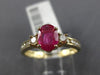 ESTATE 1.30CT DIAMOND & AAA RUBY 14K YELLOW GOLD 3D CLASSIC OVAL ENGAGEMENT RING