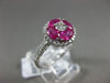 ESTATE 1.64CT DIAMOND & PINK SAPPHIRE 18KT WHITE GOLD FLOWER SOLITAIRE LOVE RING