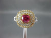 ESTATE 1.64CT DIAMOND & AAA PINK SAPPHIRE 14KT 2 TONE GOLD HALO ENGAGEMENT RING