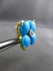 ESTATE LARGE .20CT DIAMOND & AAA TURQUOISE 18KT YELLOW GOLD 3D FILIGREE EARRINGS