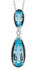 11.25CT WHITE & BLACK DIAMOND & AAA BLUE TOPAZ 14KT WHITE GOLD TEAR DROP PENDANT