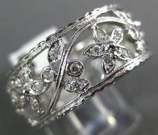 ANTIQUE .42CT DIAMOND 14KT WHITE GOLD 3D FLOWER FILIGREE ETERNITY RING #22243