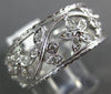 ANTIQUE .42CT DIAMOND 14KT WHITE GOLD 3D FLOWER FILIGREE ETERNITY RING #22243