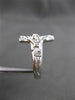 ESTATE WIDE 14KT WHITE GOLD 3D HANDCRAFTED DIAMOND CUT SIDE CROSS RING #24482