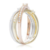 ESTATE .58CT DIAMOND 14K TRI COLOR GOLD 3D CLASSIC TRINITY CRISS CROSS LOVE RING