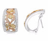 WIDE 1.42CT MULTI COLOR DIAMOND 18KT TRI COLOR GOLD 3D UMBRELLA CLIP ON EARRINGS