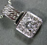 ANTIQUE .45CT DIAMOND 14KT WHITE GOLD 3D SQUARE CLUSTER FILIGREE PENDANT #15024