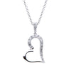 ESTATE .20CT DIAMOND 18KT WHITE GOLD CLASSIC SIDE WAYS OPEN HEART LOVE PENDANT
